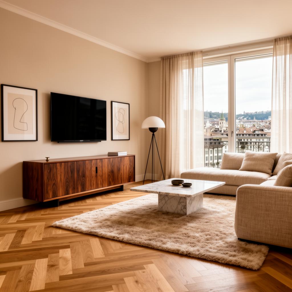 Wohnzimmer des City Apartments in Zürich