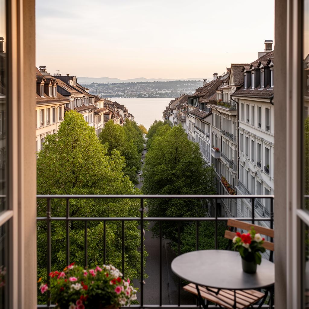 Aussicht vom Balkon des City Apartments in Zürich